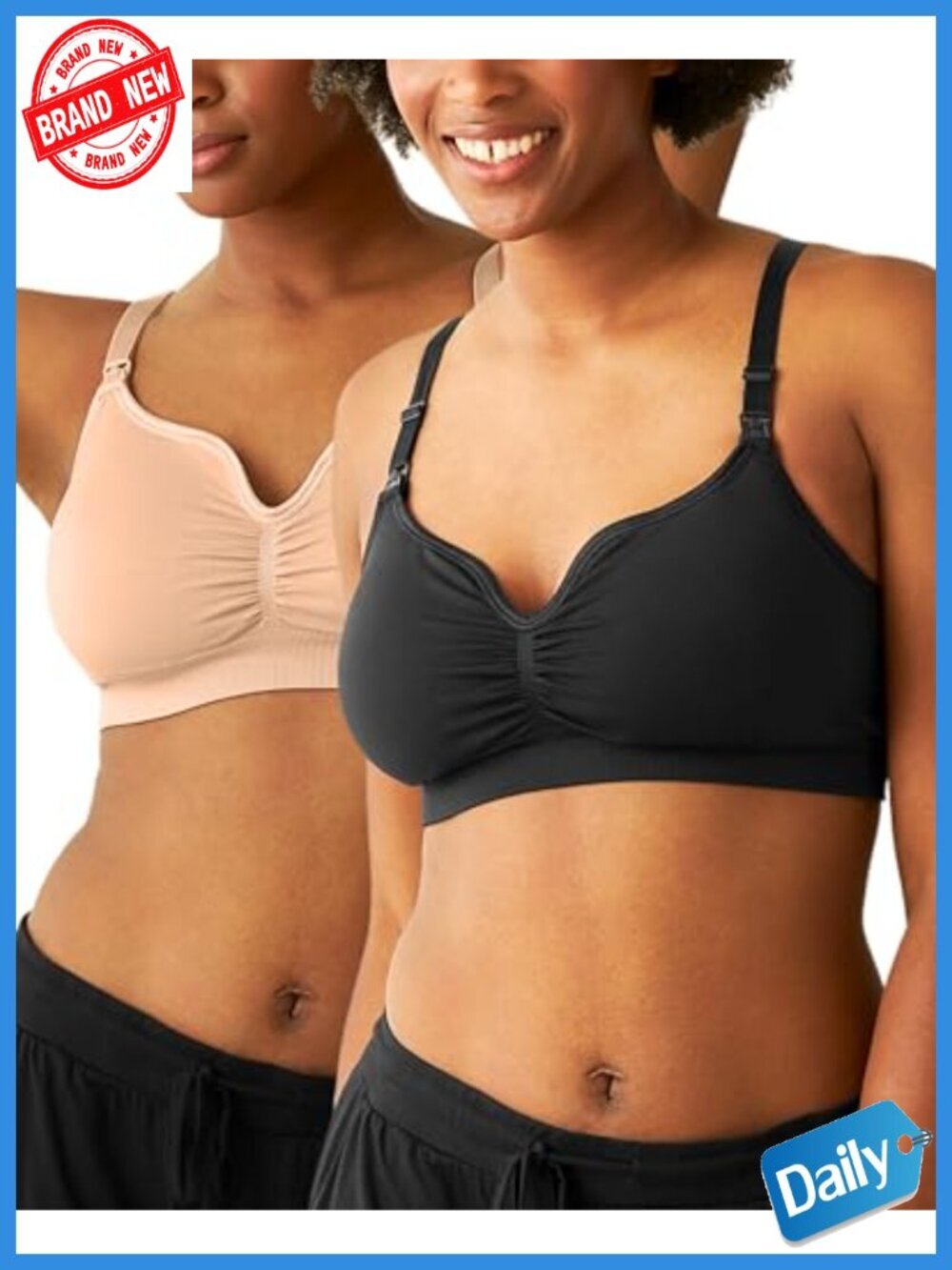 Seamless Nursing Bralette 2-Pack Maternity Bra EasyClip Adjustable Straps